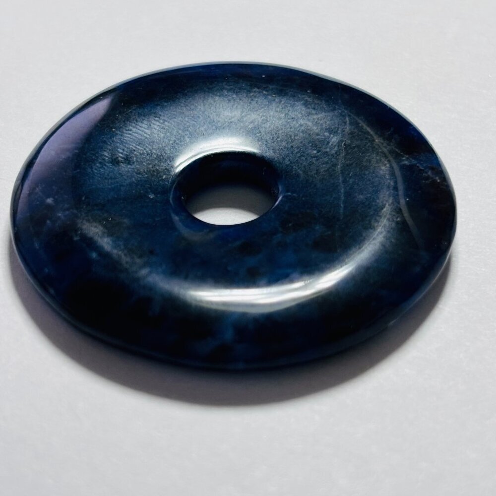 Hand Blown Art Glass Pendant Set Teardrop & Donut Blue - Picture 4 of 8